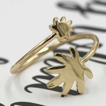 1 Stykke Ny Mode Personlighed Design Finger Ring Smykker To Maple Leaf Åben Ring Justerbar For Kvinder Gave