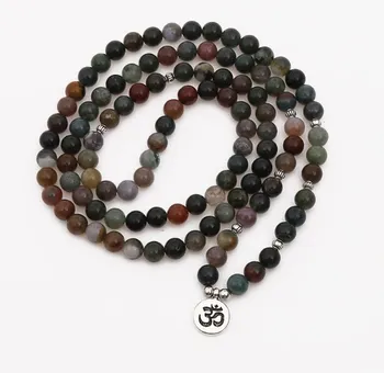 108 perler 8mm elastisk justerbar Lotus liv træ Buddha OM øje Chakra Reiki agat Onyx Yoga Armbånd halskæde khj5f