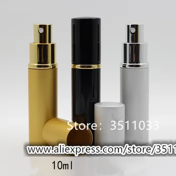 10ML 2stk Aluminium Genopfyldning Parfume Flaske Tomme Glas Mini-Bærbare Parfume Hætteglas Spray, Væske Beholder Sort Sølv Guld