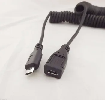 10stk Mikro-USB-B Mandlige og Kvindelige M/F Udvidelse Sammenrullet Opladning Spiral-Kabel, Ledning, 5 m