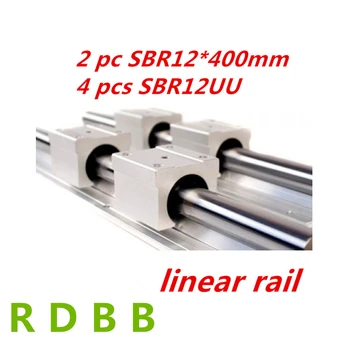 12mm lineær jernbane SBR12 400mm støtte rails 2 pc ' er + 4 stk SBR12UU blokerer for CNC for 12mm lineær aksel støtte skinner