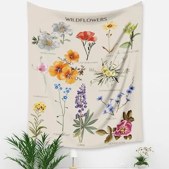 150x130cm Wildflower Gobelin Væggen Hængende Blomster Reference Diagram Hippie Boheme Gobeliner Farverige Psykedeliske INS Home Decor