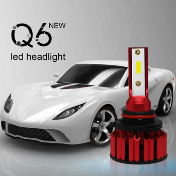 1Pair Newe Q6 Fanless Style Bil LED-Forlygte Pærer HB4/9006 COB 50W, Hvid 6000K Lys CSP Lysdioder Auto Forlygte Nær og Lys