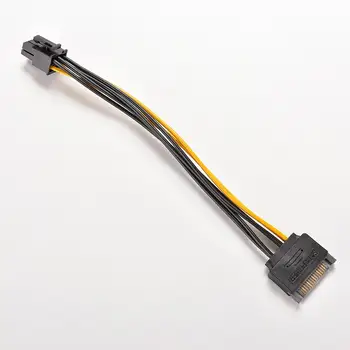 1PC 20cm Længde Tilslut Ledning Ledningen Converter SATA 15 Pin han til ATX 6-Pin PCI-Express PCI-E Grafikkort Power Adapter Kabel