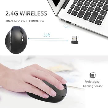 2,4 G Wireless Fotoelektriske Vertikal Mus Laptop USB-Mus Kontor Tilbehør GDeals
