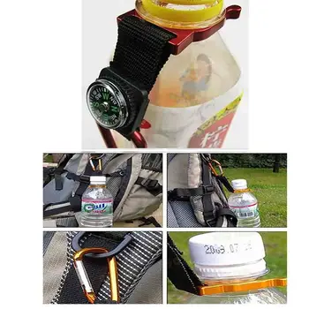 2-tommer design, er nem at bruge, flaske spænde, lås, nøglering, krog, mini-kompas, der er egnet til camping vandring