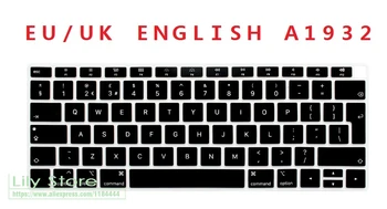 2018 Euro på engelsk Tastatur Cover Silikone Keyboard Beskytter Huden for Nye MacBook Air 13 13,3-Tommer Touch-ID A1932
