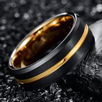 2019 Gravere Guld Elsker Du Lover Engagement Wolfram Stål Ring For Par Enkle OL Part Jubilæum Ring Til Kvinder, Mænd