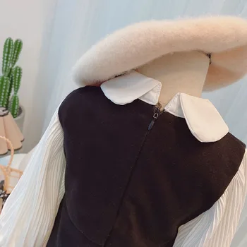 2020 Efteråret Preppy Stil langærmet Dukke Krave Farve Blokere for Børns Kjole Afslappet Børn Piger Kjoler vestidos