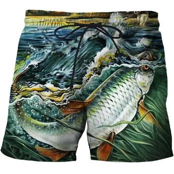 2020 mænds 3D casual shorts quick-tørring sports bukser marine plante fisk udskrivning serie shorts i sweat-bevis cool sommer shorts
