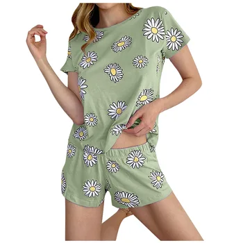 2020 Sommeren nye housecoats blomst kort-langærmet shorts to-stykke casual wear pyjamas, der passer pjamas for kvinder lounge sæt nattøj