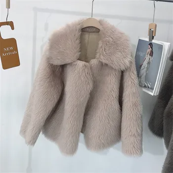 2020 Vinter Jakke Kvinder Casual Ægte Pels, Varm, Fåreklipning Outwear Kvindelige Fashion Streetwear Korea Ny
