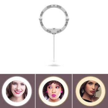 26cm / 10 Tommer Foldbar Ring Lys LED Selfie Dæmpbar Ring Lampe med Stativ og Base for YouTube Live Makeup