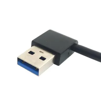 2STK/masse USB 3.0 Type A Male 90 Graders Vinklet Venstre til Højre Vinklet forlængerkabel Lige Forbindelse 50cm