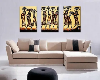 3 stykker abstrakte Afrikanske figur print maleri På Lærred Moderne og Dekorative Malerier Til stuen væg kunst Ikke Indrammet
