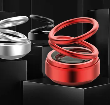 360 Graders Sol Automatisk Suspension Rotation Bil Luftfrisker Duft Dobbelt Ring Aluminium Legering Diffuser Solid Parfume