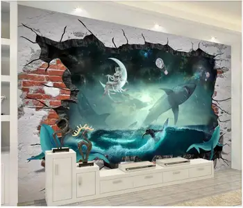 3d foto tapet brugerdefinerede vægmaleri over Havet hvalhaj stjernehimmel baggrund indretning stue 3d vægdekorationer tapet på vægge, 3 d