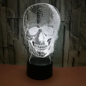 3D LED-7 Farve Night Light Ændre Lampe Halloween Kranium Lys Akryl 3D Hologram Illusion Bordet bordlampe Børn Gave Dropship