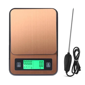 3kg/0,1 g Bærbare Drypper Kaffe Skala Med Timer Temperatur Probe Elektroniske Digitale Køkken Bagning Skala LCD-Elektroniske Vægte