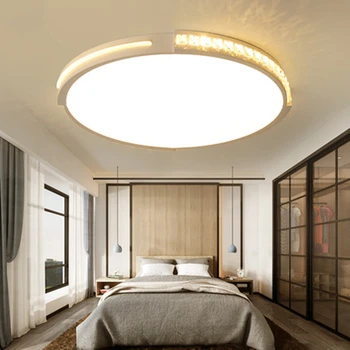 420/520 Krystal Runde Moderne Led-Loftsbelysning Inventar Hvid Finish Loft Lampe Til Stuen, Soveværelse, Arbejdsværelse