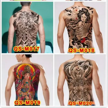 48*34cm nyt full back store tattoo klistermærker 20design sort stor Devil monster fang buddha midlertidige flash tatoveringer krop maling cool
