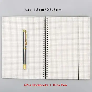 4stk Business Notebook-Planner Skolens Kontor Tilbehør Grid Dagbog Levering Notesblok Papirvarer Tidende Sketchbook Tegning A4, A6, B4