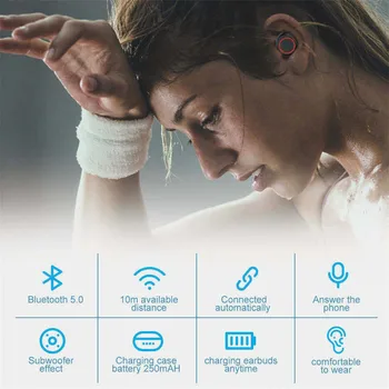 5 Core Trådløse Øretelefoner Sweatproof Bluetooth-5.0 In-Ear Mic Stereo Hovedtelefon-I-Øret Øretelefoner Mini 3D Stereo Headset Med Mic