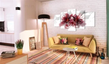 5 Stykker Farverige Blomstre Lærred Maleri Moderne Hjem Decor Enkle Elegante Blomster Væg Kunst Plakat til stuen Home Decor