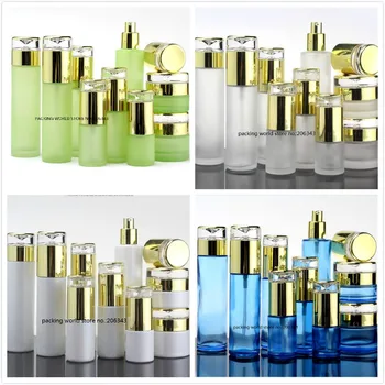 50G hvid/grøn/blå/matteret glas flaske/krukke til fløde/essensen/serum/gel/fugtighedscreme/hudpleje pot/kosmetiske pakning