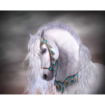 5d diy diamant broderi hest med lange hår diamant maleri Cross Stitch fuld firkantet Rhinestone dekoration, mosaik