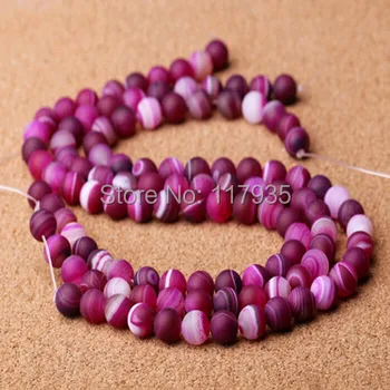 6-10mm Naturlige Pink Stribe karneol Onyx Perle Rund Løs Perler mode smykker, perler, smykker at gøre