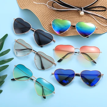 6Pack Vintage-Hjerte Solbriller Kvinder Candy Color Gradient Solbriller Klare Hav Linser Sol Briller Udendørs Beskyttelsesbriller UV 400