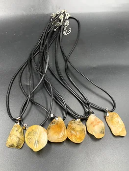 6stk Naturlige uregelmæssige crystal Citrin vedhæng lemon kvarts sten healing gemstone spirituel meditation Smykker Halskæde