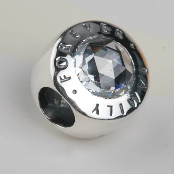 925 Sterling Sølv Familie For Evigt Charms Perler Passer Oprindelige Pandora Charms Armbånd Krystal Perle For Brand Diy Smykker At Gøre