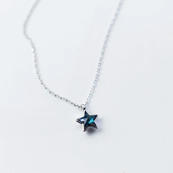 925 Sølv Udsøgt Deep Blue Star Halskæde Mode Smykker Populære Kvinders Salg D2525