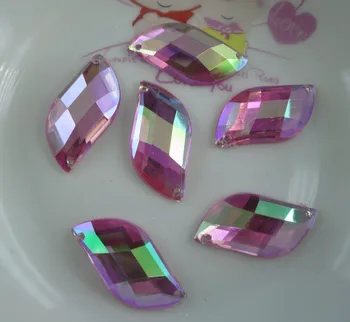 Akryl crystal S form 14x24mm spir facetteret farve AB harpiks sølv fladskærms tilbage rhinestone applikationer håndlavet sy 10stk