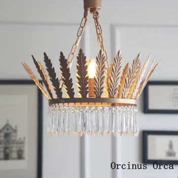 Amerikansk luksus golden crown lysekrone Pige Soveværelse Prinsesse værelse lampe klassisk strygejern kreative Krystal Lysekrone