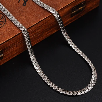 Bangrui sølv flad slange kæde halskæde til mænd mode luksus smykker drop shipping oem billige mand halskæde