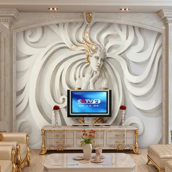 Beibehang Tre-dimensionelle skulptur smuk stereoskopisk 3D-TV baggrund papel de parede para quarto em 3d-væg papir