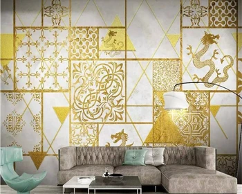 Beibehang vægmaleri Tilpasset tykt silkeagtige tapet abstrakte geometriske tapet TV baggrundsbillede hjem dekorationer maleri
