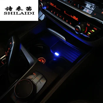 Bil Styling, Auto kopholder opbevaringsboks lys USB-Dekorative Stickers Til BMW F10 E90 F20 F30 E60 F07 GT X3 f25 X4 f26 E70 X5 X6