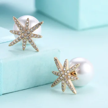 Brand designer Guld Hvid Pearl stud Øreringe til kvinder dame Bryllup Part gave, Mode Smykker E2092