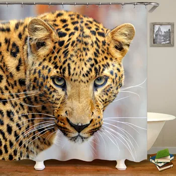 Cool Nyhed Leopard, Tiger badeforhæng Sjove 3D-Tiger Leopard Vilde Dyr Foto Badeværelse Gardiner Mode Home Decor Gaver