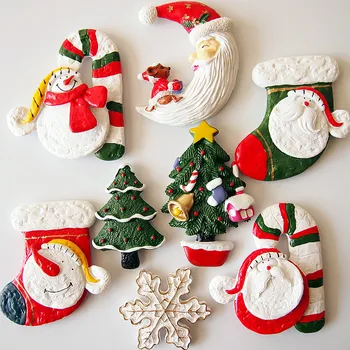 Dejlige juletræ Snefnug Røde Sokker 3D-køleskabsmagneter Gave Kreative Tegnefilm Home Decor Køleskab Magnetiske Klistermærker