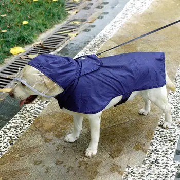 Dog Regnjakke Hvalp Tøj Tøj Hætteklædte Reflekterende Regn Frakke Vandtæt Regntøj Hunde Tøj S-XXL Gul/Blå