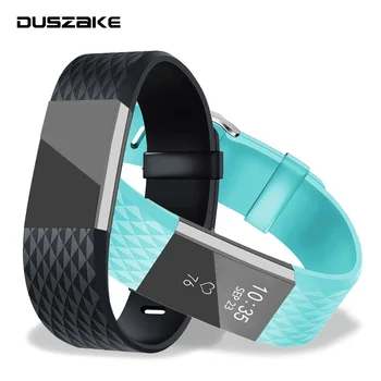 DUSZAKE F07 3D Armbånd Strop Til Fitbit Oplade 2 Band Smart Ur Silikone For Fitbit Oplade 2 Band Håndledsrem For Fitbit Band