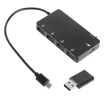 EastVita GL850G Mikro-USB-OTG 4 Port Hub Power Oplader Adapter OTG USB-HUB Splitter Kabel til Android Windows Bærbar PC r25