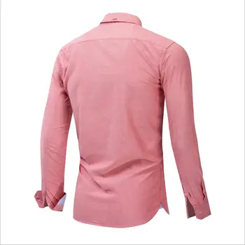 Efteråret og vinteren ny stil af Europæiske og Amerikanske mænds afslappet langærmet skjorte Oxford spinning pink bomuld skjorte