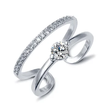 Eksplosive fashion sælger temperament enkelt krystal zircon ring ægte guldbelægning åbning ring