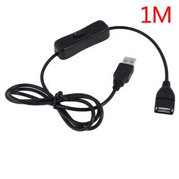 Elektronik Dato Konvertering 1M USB-Kabel Mandlige og Kvindelige-Kontakten PÅ OFF Kabel Skifte LED-Lampe Power Line-Black